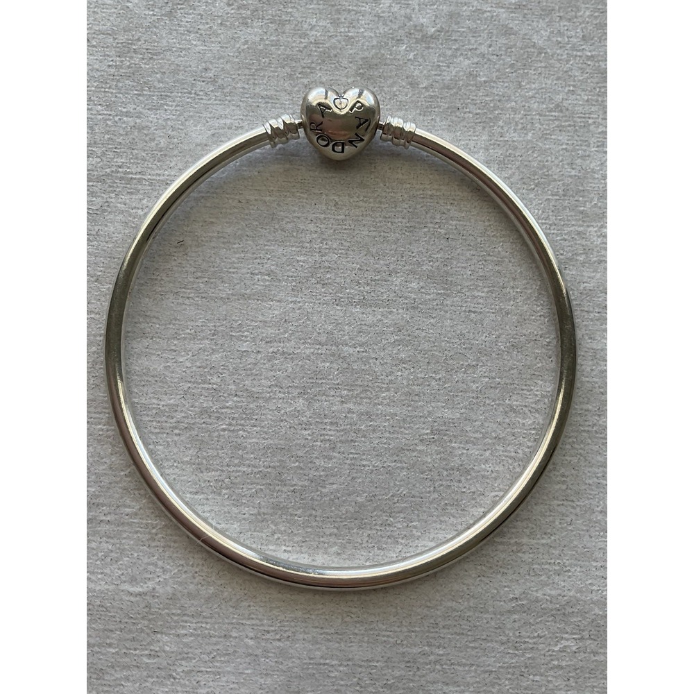 sterling silver Pandora Moments Bangle Bracelet ALE 925 Heart Shape Clasp